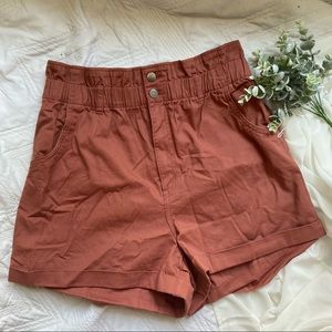 High Rise Paperbag Short in Dusty Coral